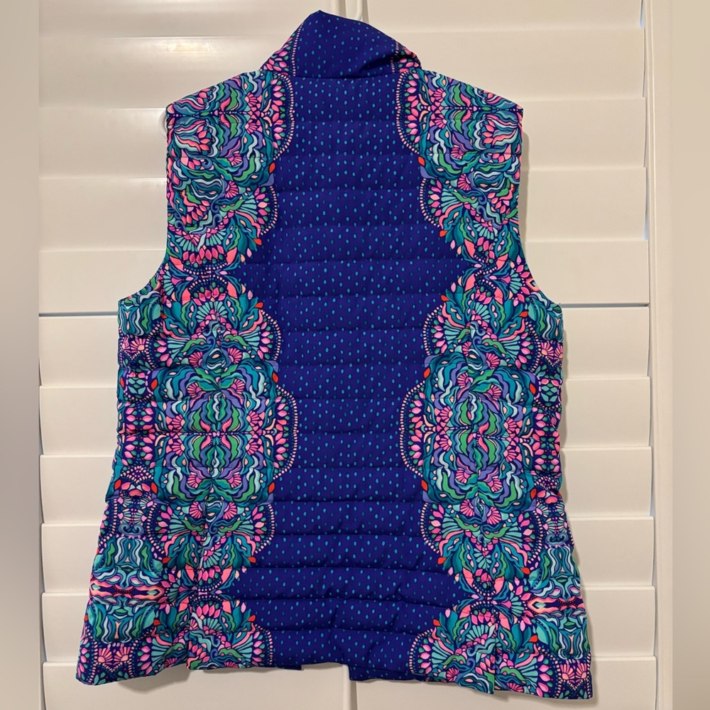 Lilly Pulitzer Navy Blue Pink Teal Quilted Vest - Picture 4 of 6